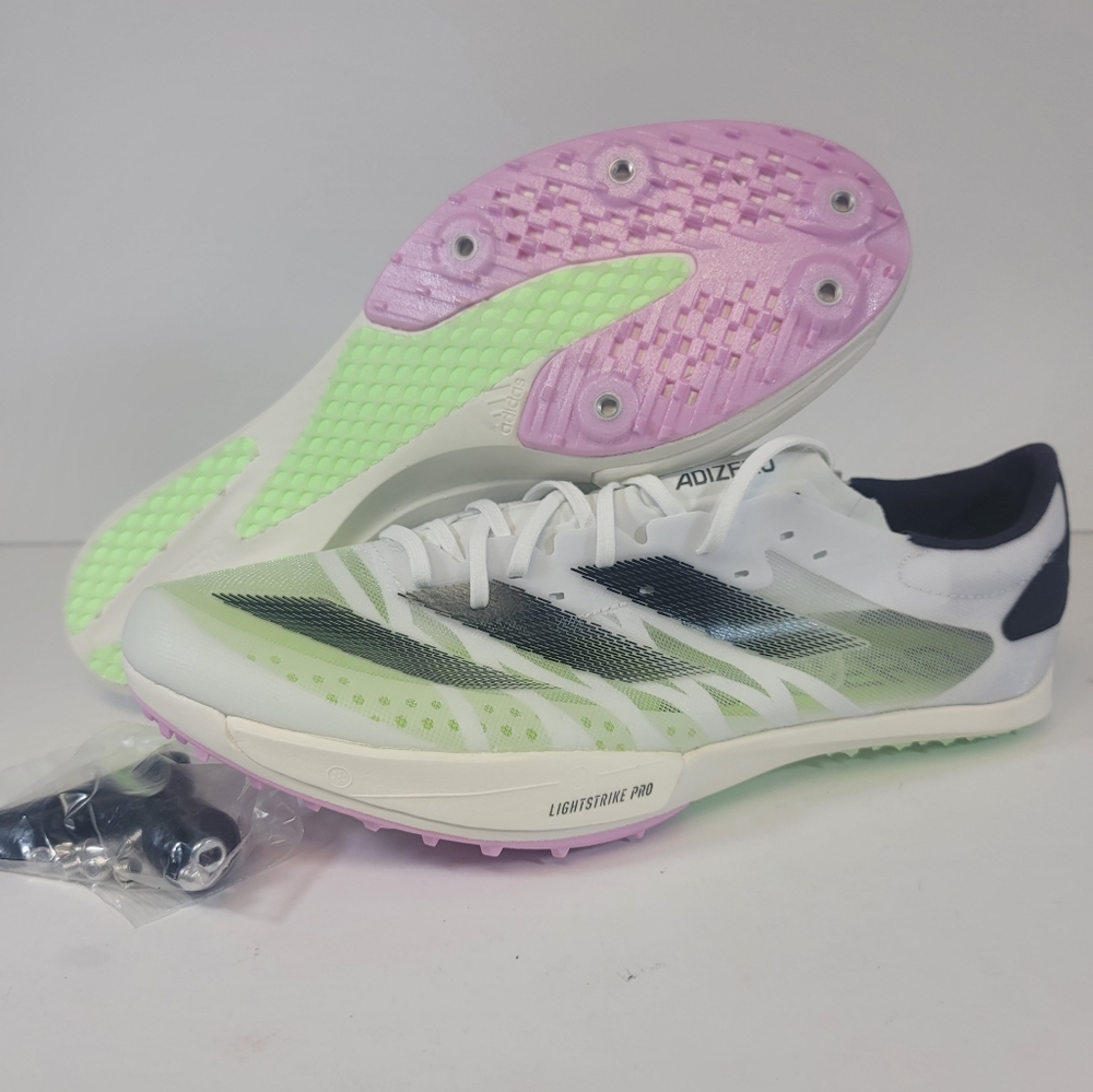 Adidas Adizero Ambition Low White Green Spark IE5486 Men's SizeTrack Shoes